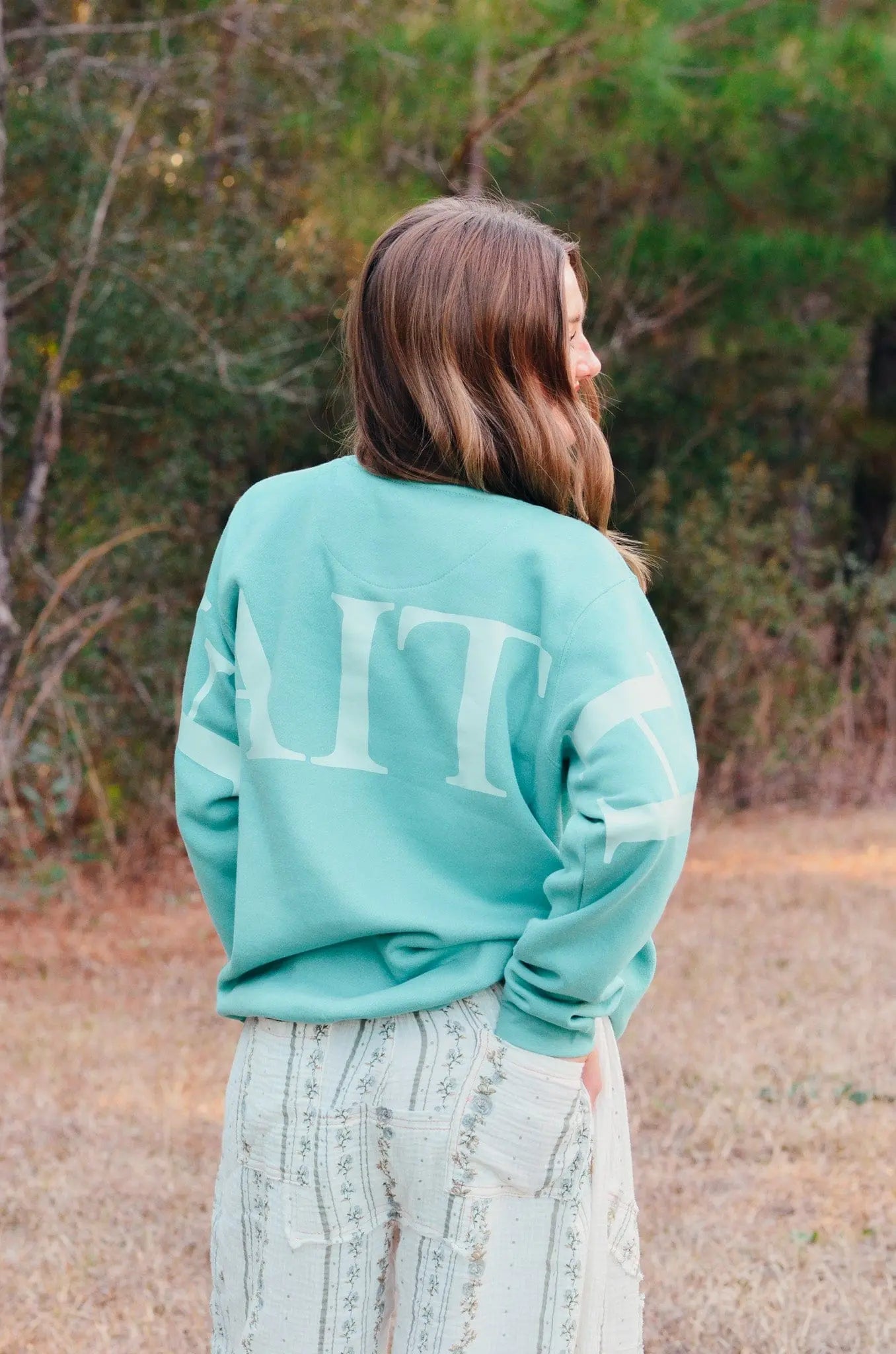 Faith Teal Sweatshirt by Southern Bliss Company, Southern food gift detail photo 2