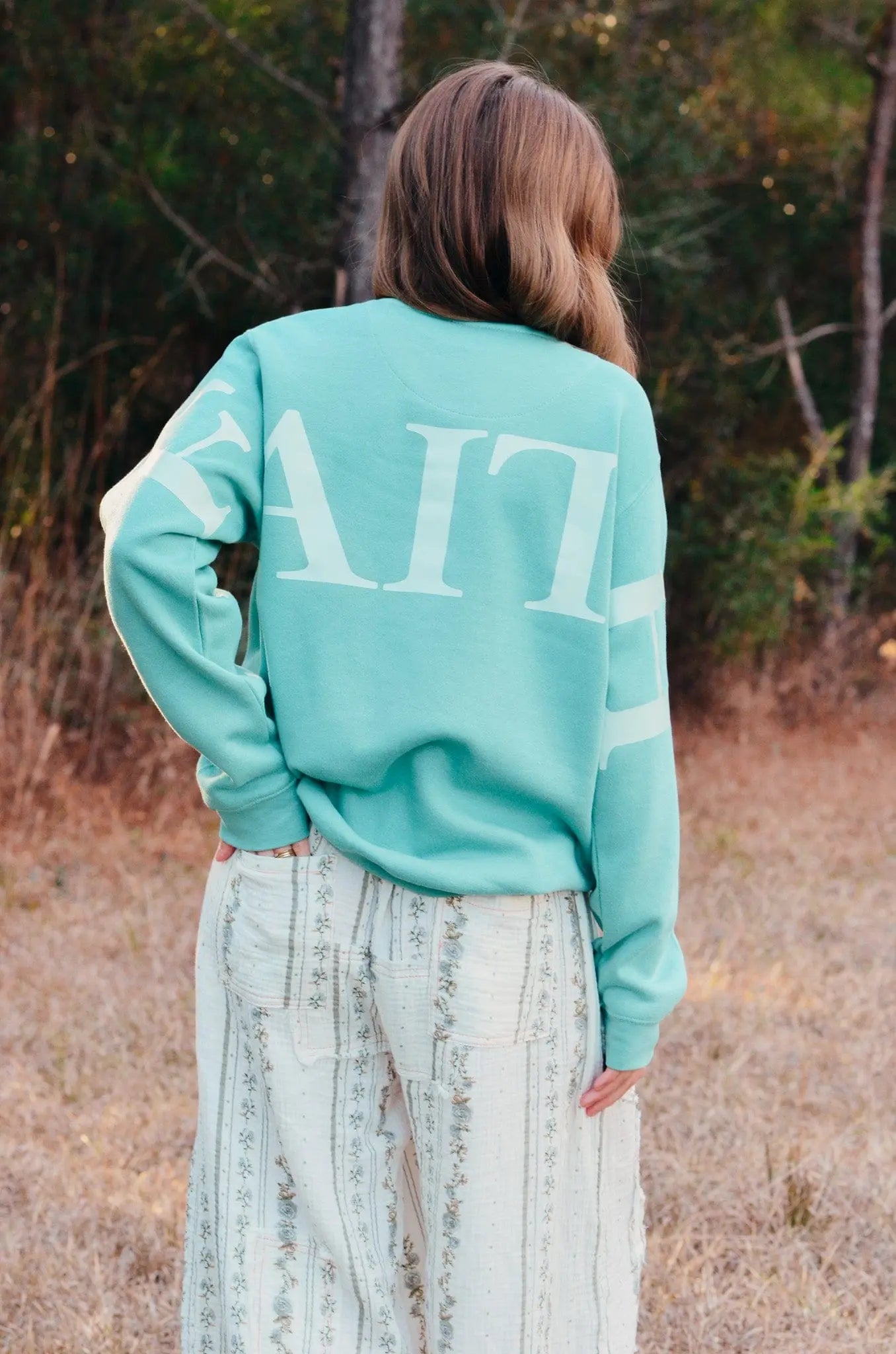 Faith Teal Sweatshirt by Southern Bliss Company, Southern food gift detail photo 4