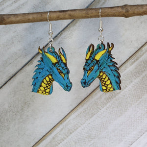 Fantasy Dragon Wooden Earrings | Mythical Creature Jewelry