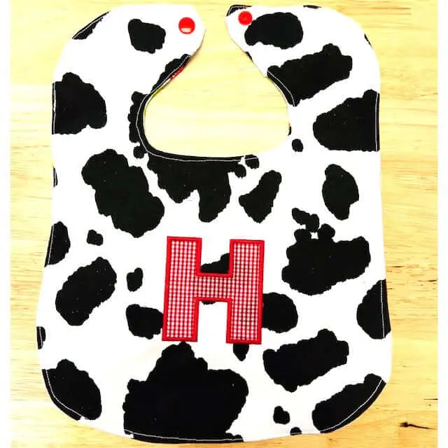 Farm Animal Reversible Bib by East Mississippi Creations, children's boutique clothing detail photo 2