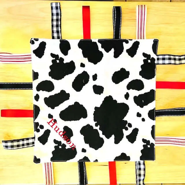 Farm Animal Taggy Blanket by East Mississippi Creations, children's boutique clothing detail photo 2