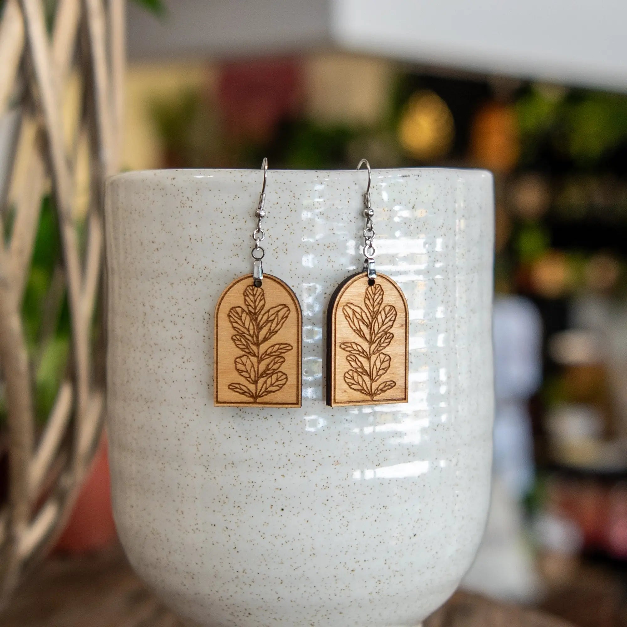 Fiddle Leaf Fig Arched Earrings Still Magnolia