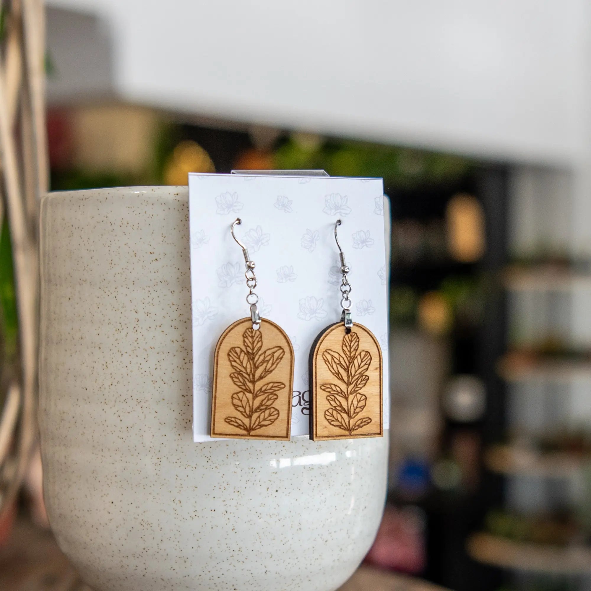 Fiddle Leaf Fig Arched Earrings Still Magnolia