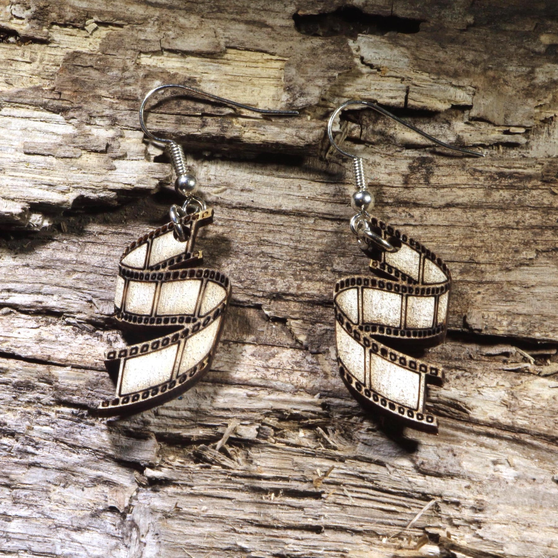 Film Strip Wooden Dangle Earrings | Movie Lover Jewelry