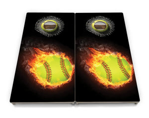 Fire Softball Cornhole Boards - Professional Tournament Series by Cornhole Solutions, custom cornhole board detail photo 3