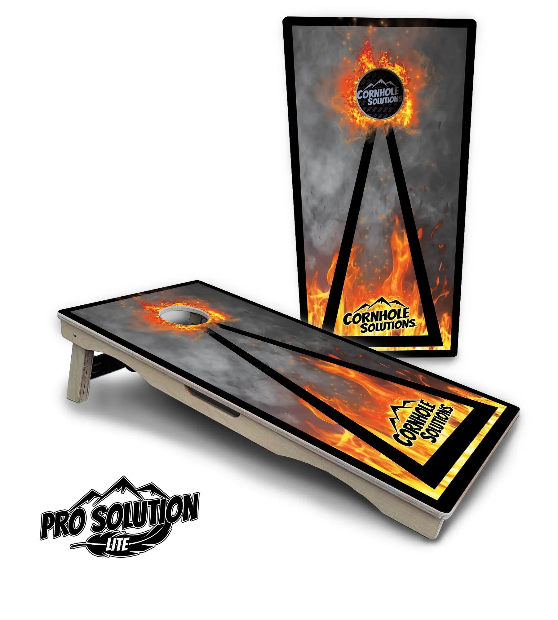 Fire Triangle CS Logo Cornhole Boards - Pro Solution Lite Series by Cornhole Solutions, custom cornhole board detail photo 2