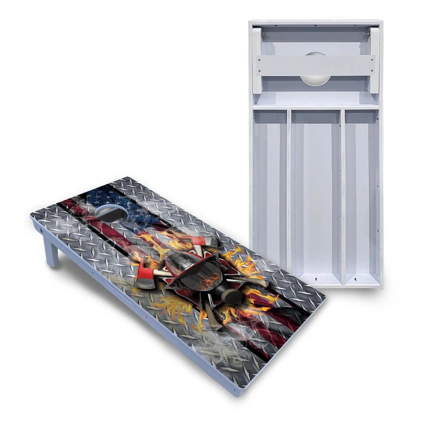 Firefighter Cornhole Boards - All Weather Series by Cornhole Solutions, custom cornhole board main product photo