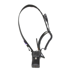 Black nylon firefighter radio strap with speaker microphone