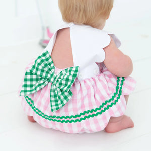 First Birthday Golf Bubble for Girls – Reversible Pink Gingham Skirted Bubble Outfit Seven Lantern Lane