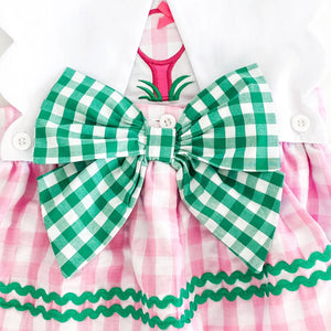 First Birthday Golf Bubble for Girls – Reversible Pink Gingham Skirted Bubble Outfit Seven Lantern Lane
