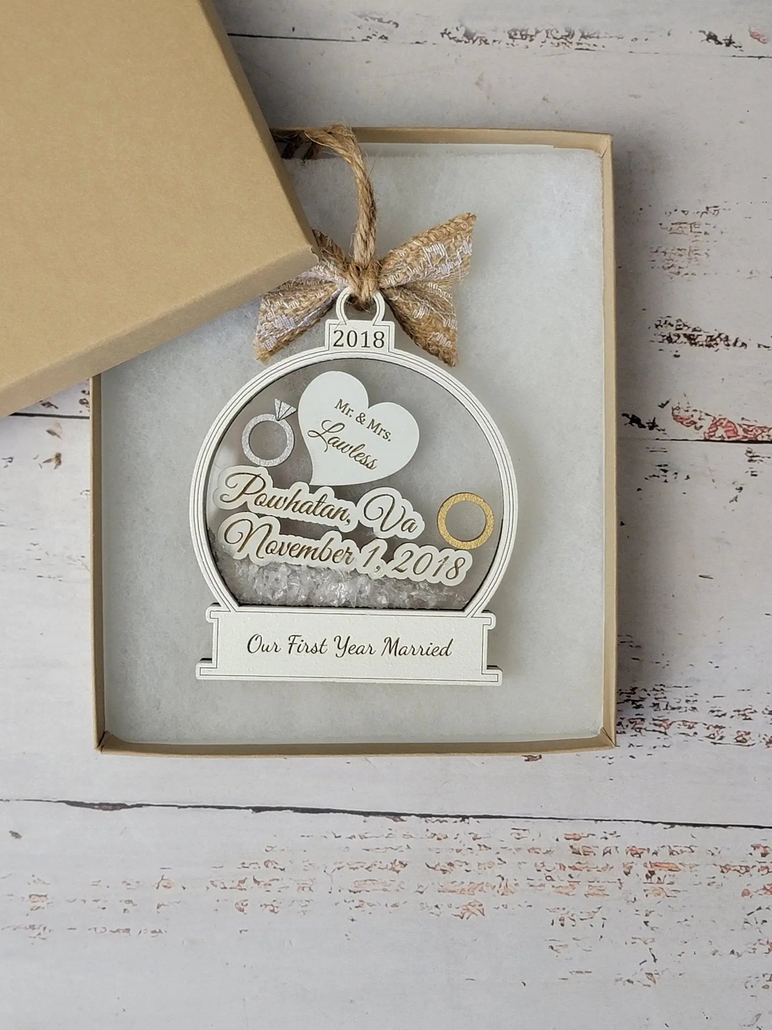 First Christmas Married Ornament by EverLee Creations, Southern home decor detail photo 4