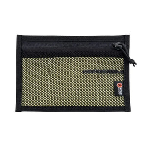 Black EDC pouch with yellow mesh front and zipper closure