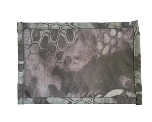 Flat pouch with grey and black camouflage pattern
