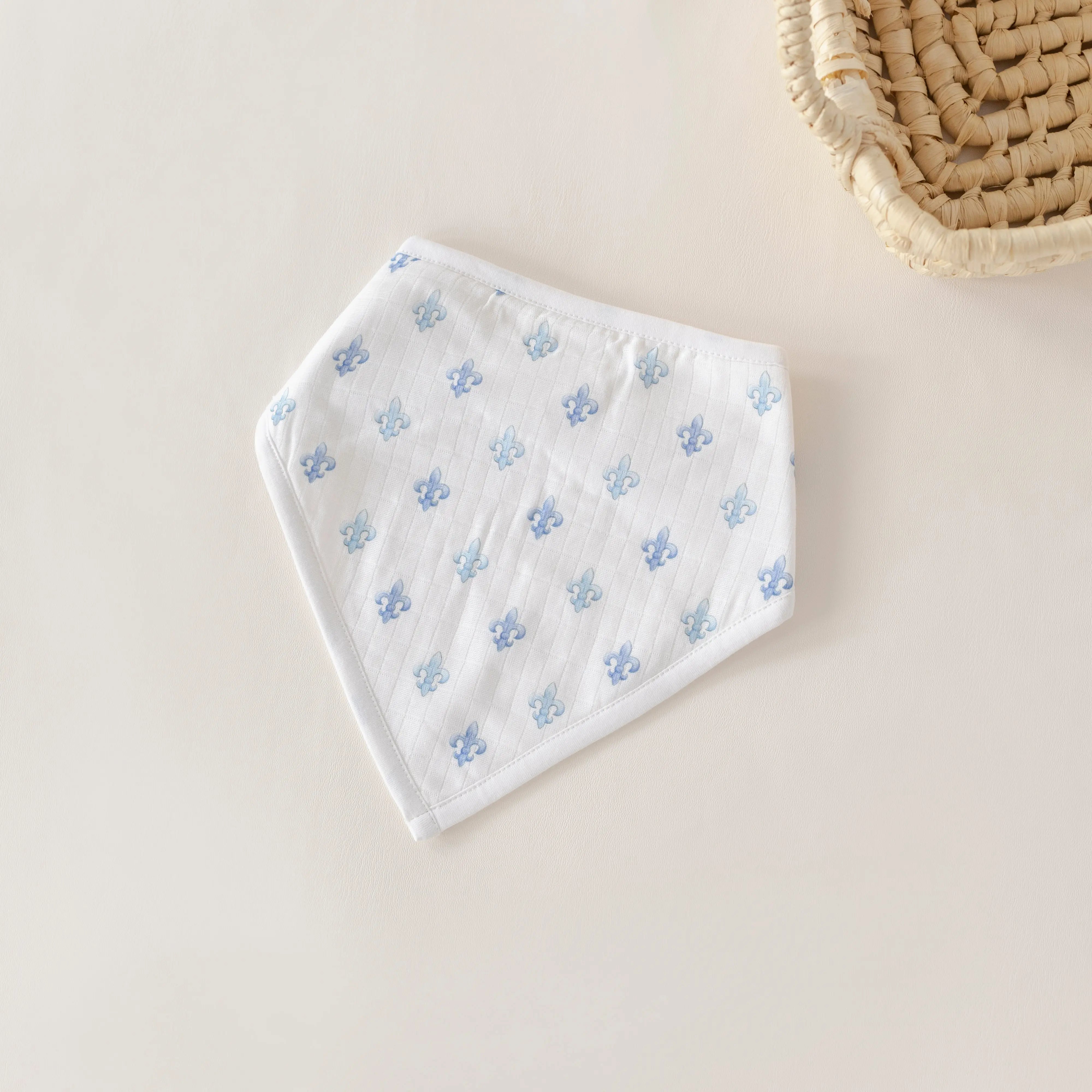 Fleur De Bleu Organic Muslin Bib by Nola Tawk, children's boutique clothing main product photo