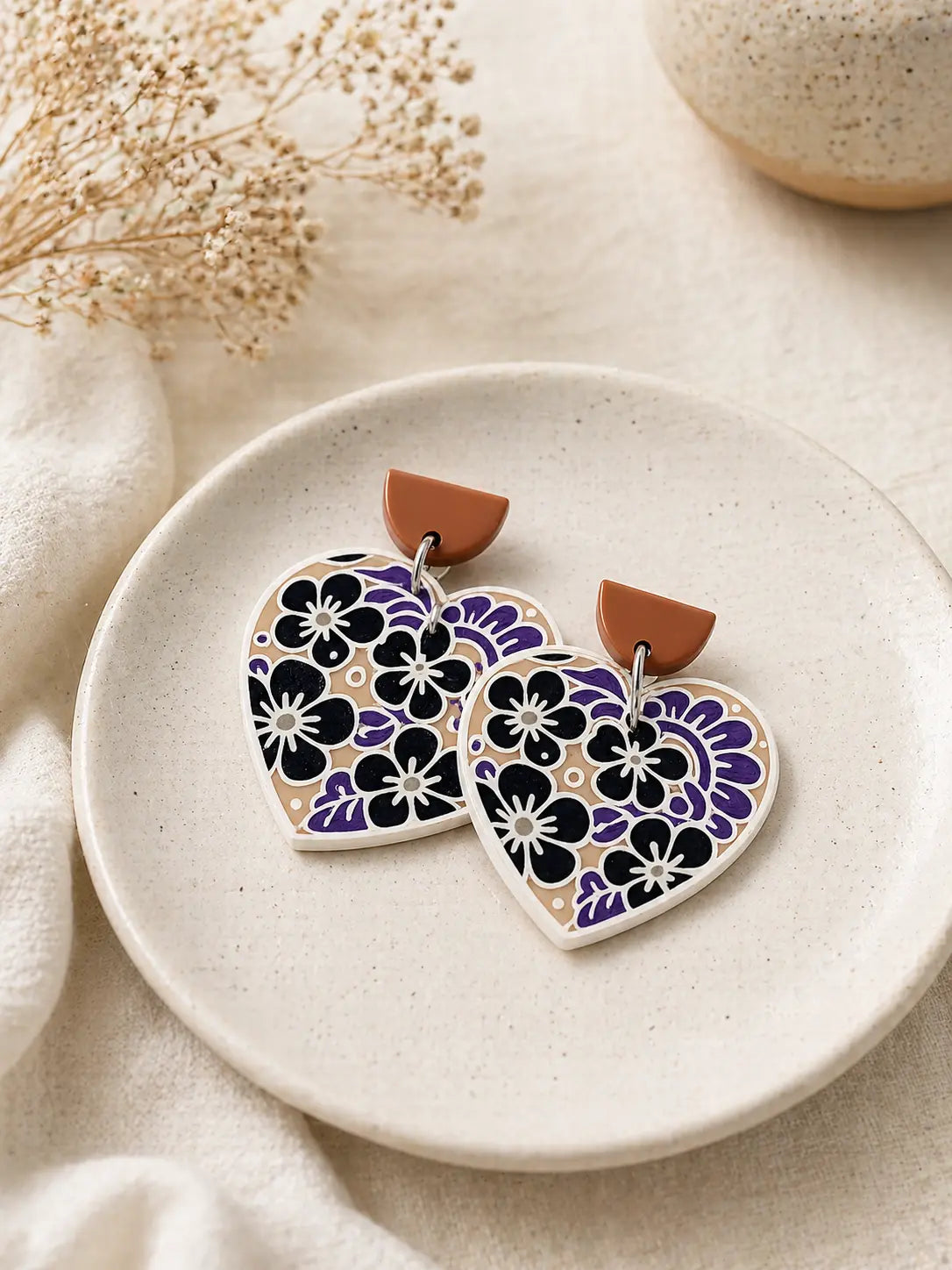 Floral Heart Statement Earrings - Main Street Collective