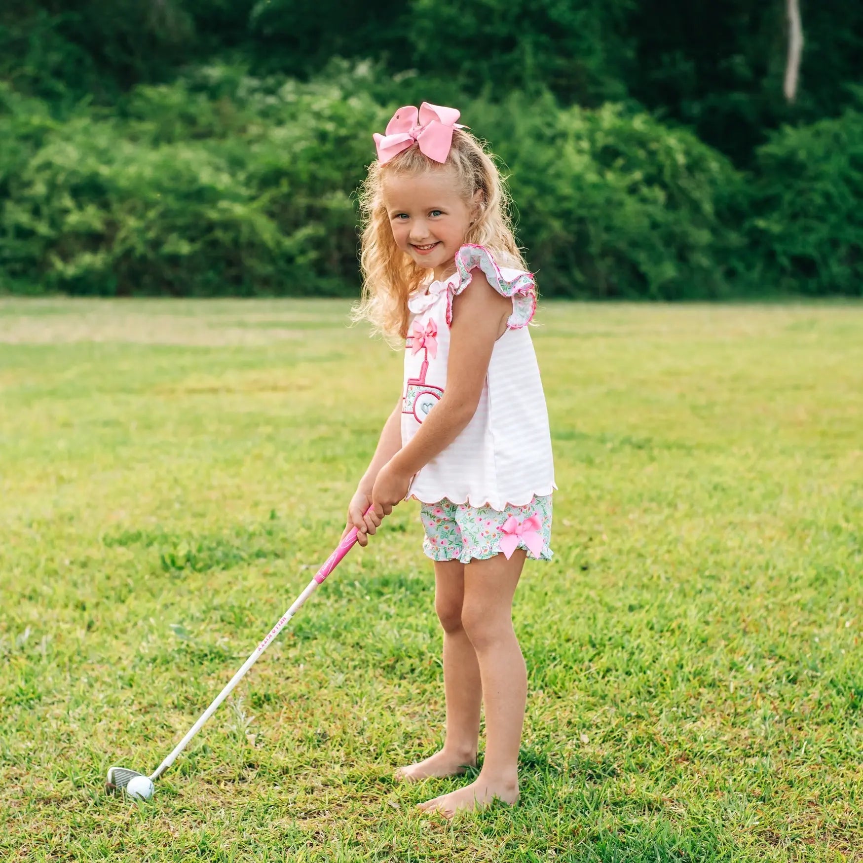 Floral Tee Time Girls Golf Short Set Seven Lantern Lane