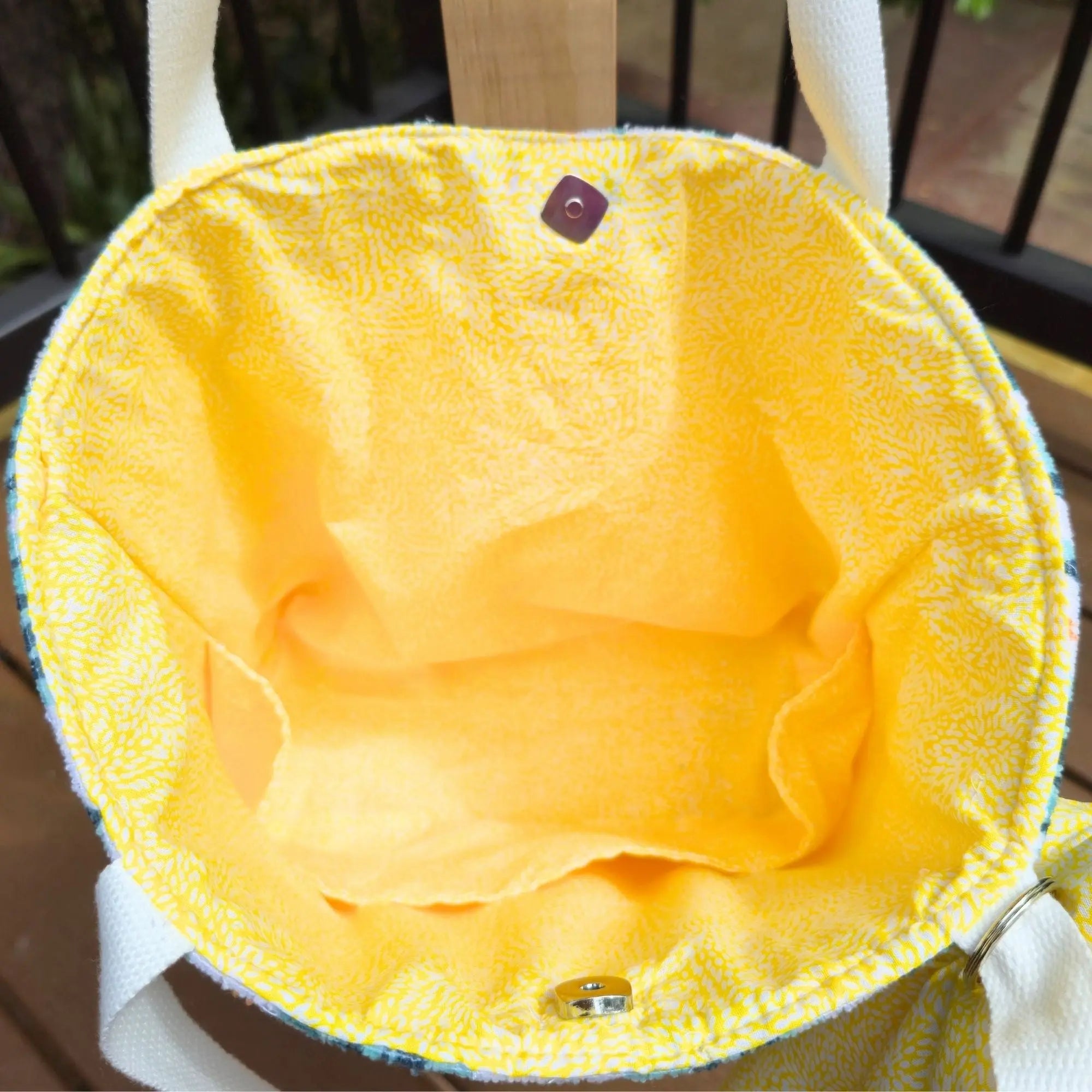 Floral Tote Bag with Bow Charm, Large Handmade Shoulder Bag, Cotton Lined Tote with Pockets by Maypop House Designs, handmade leather goods detail photo 2