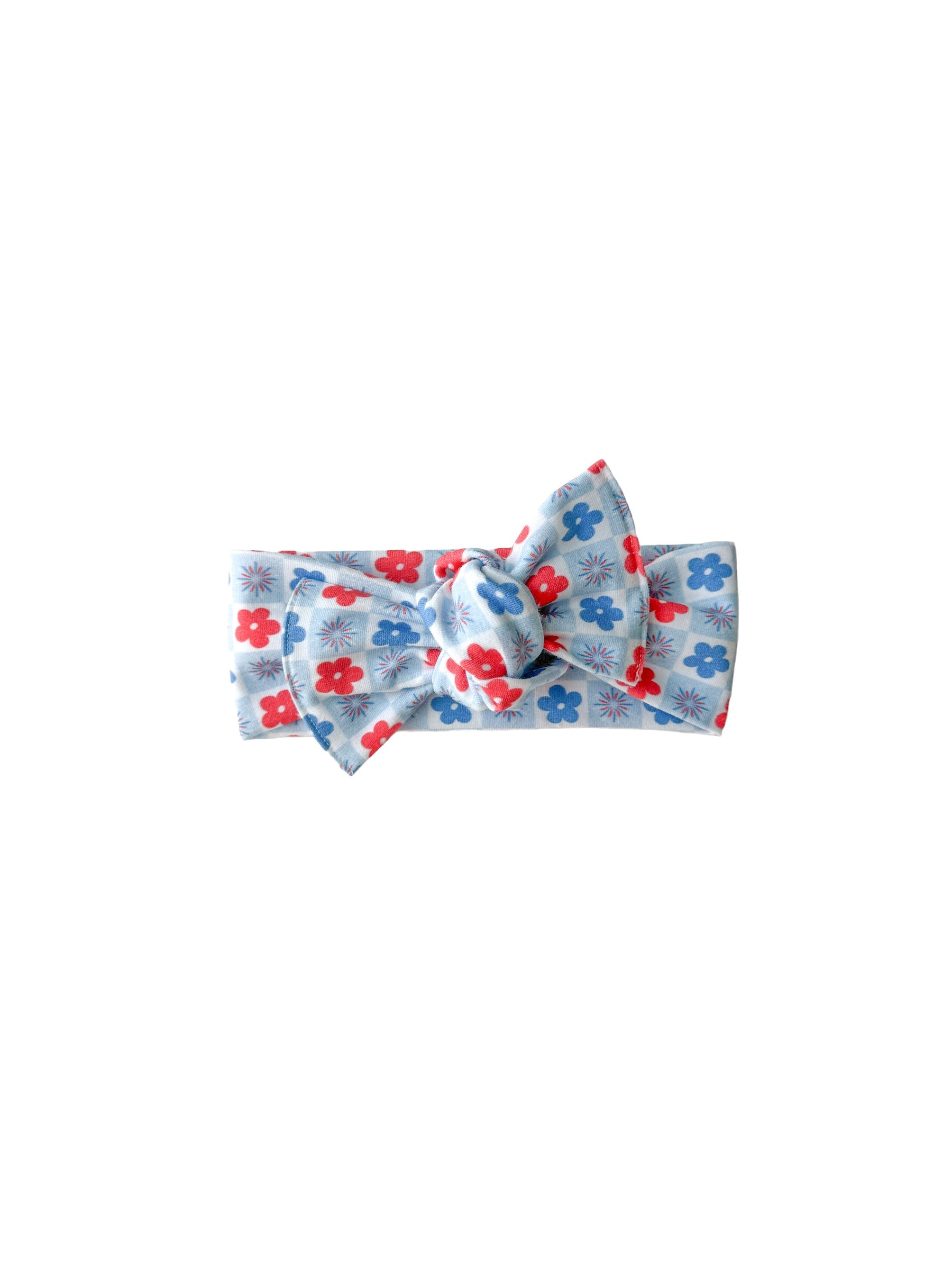 Floral Firework Plaid Tie On Headwrap by Boosh Baby