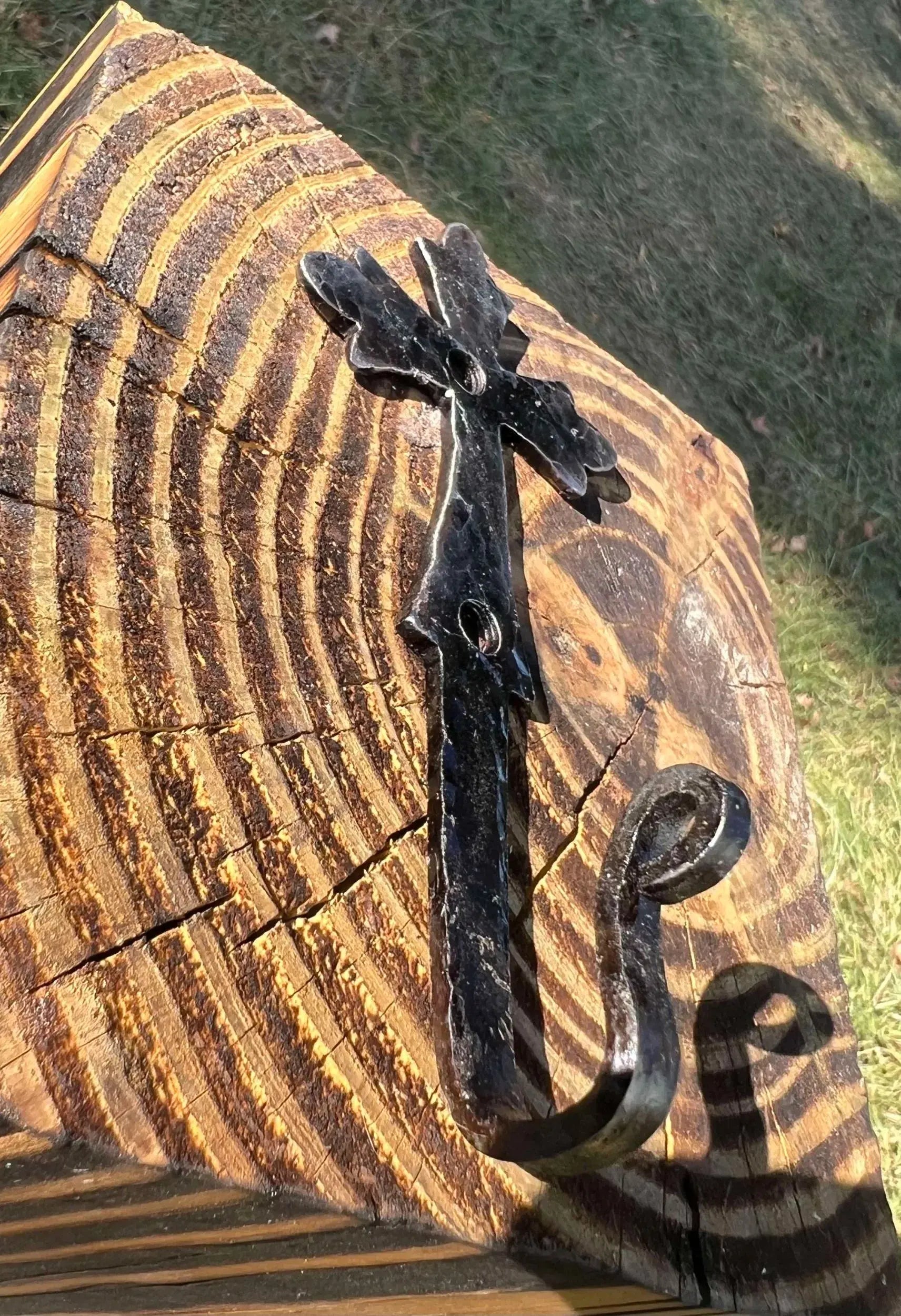 Forged Cross Hook by Redbeard's Forge LLC, Southern home decor detail photo 2