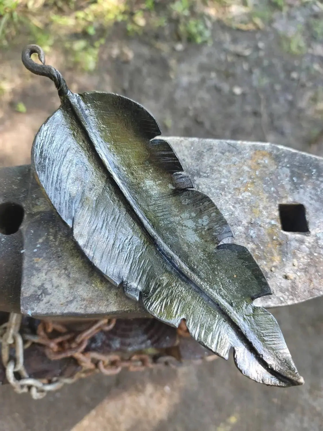 Forged Feather Incense Burner or Dish by Redbeard's Forge LLC, Southern home decor main product photo