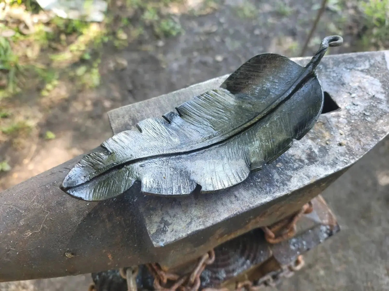 Forged Feather Incense Burner or Dish by Redbeard's Forge LLC, Southern home decor detail photo 2