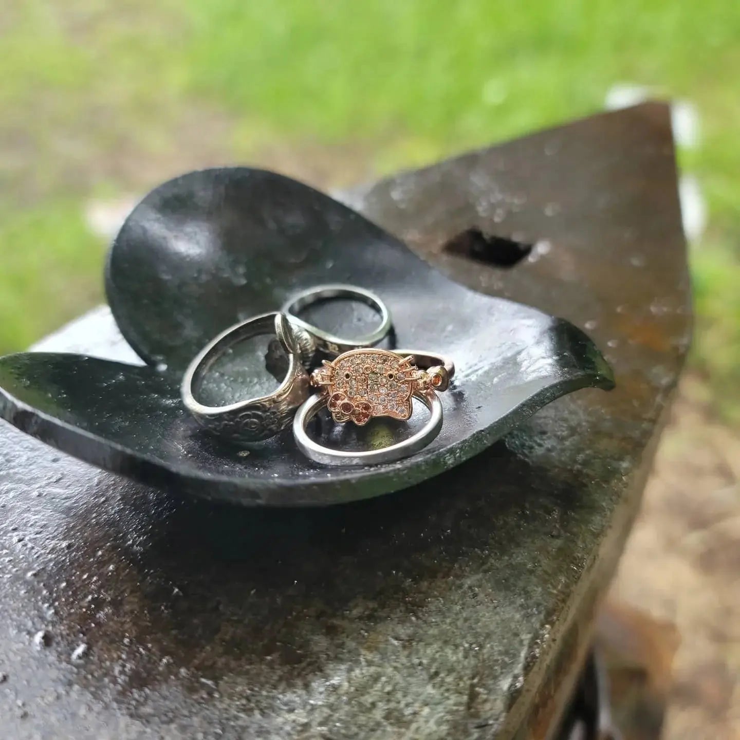Forged Heart Shaped Dish by Redbeard's Forge LLC, Southern home decor detail photo 2
