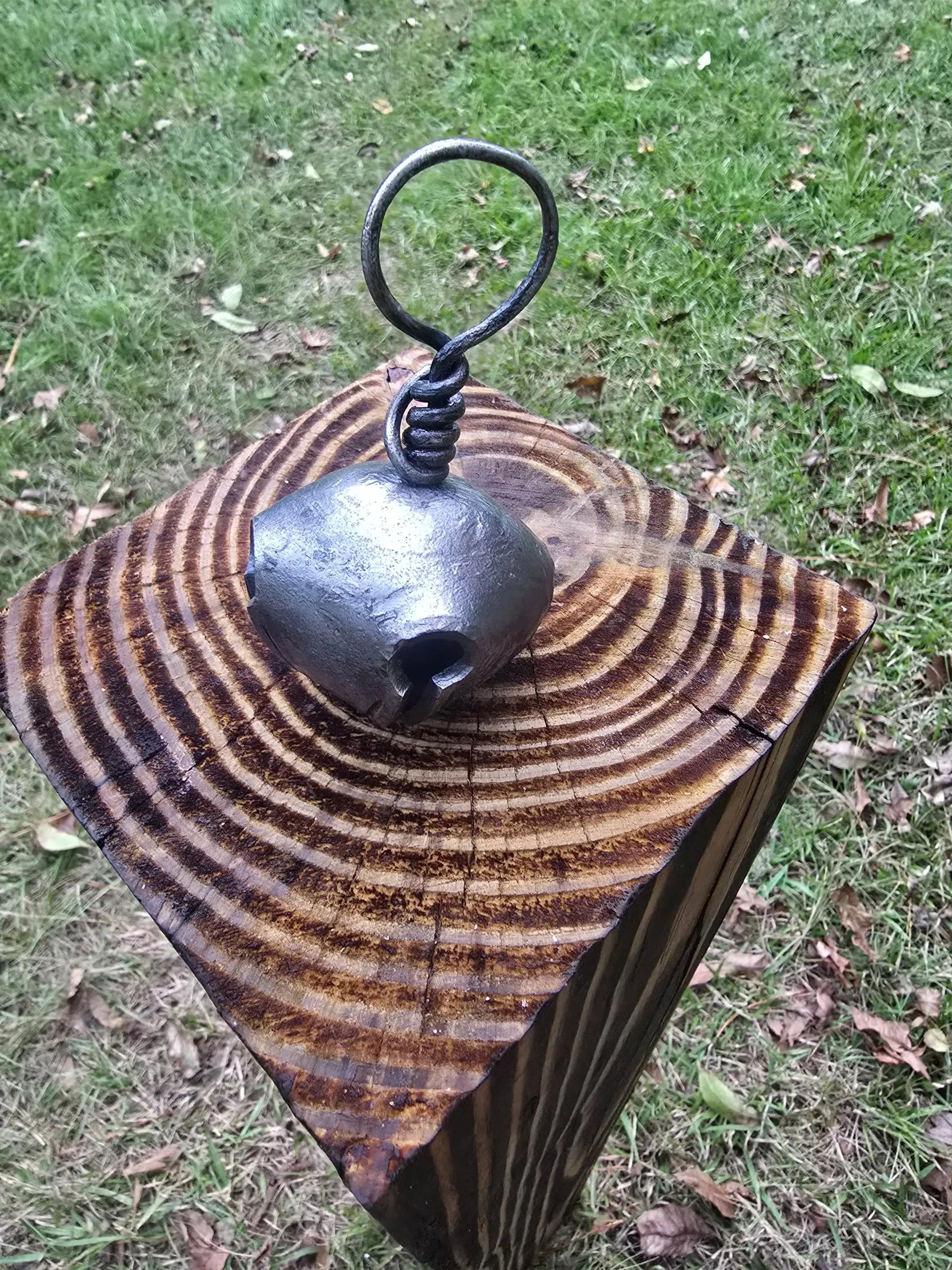 Forged Jingle Bell by Redbeard's Forge LLC, ornament detail photo 2