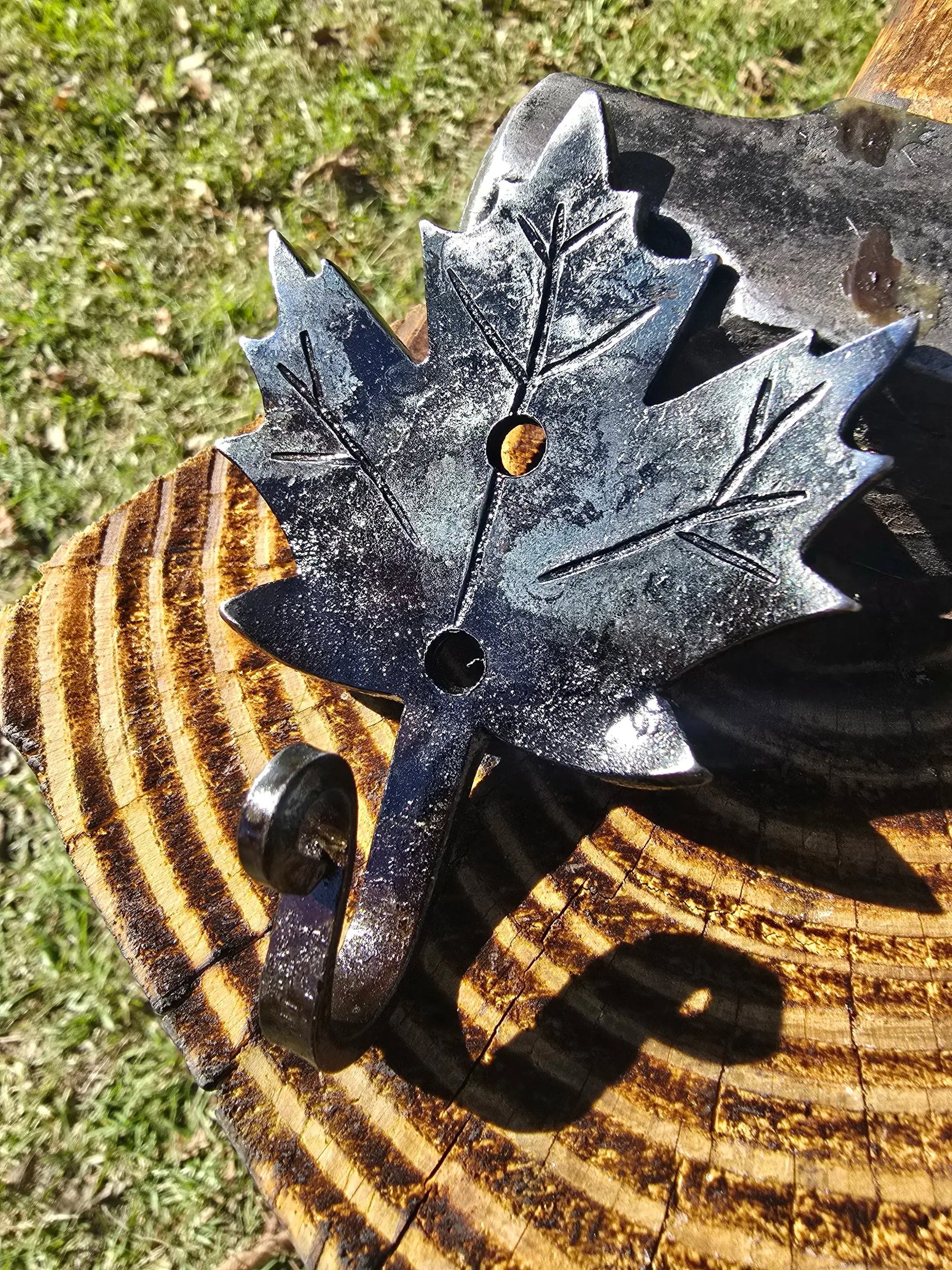 Forged Maple Leaf Hook Redbeard's Forge LLC