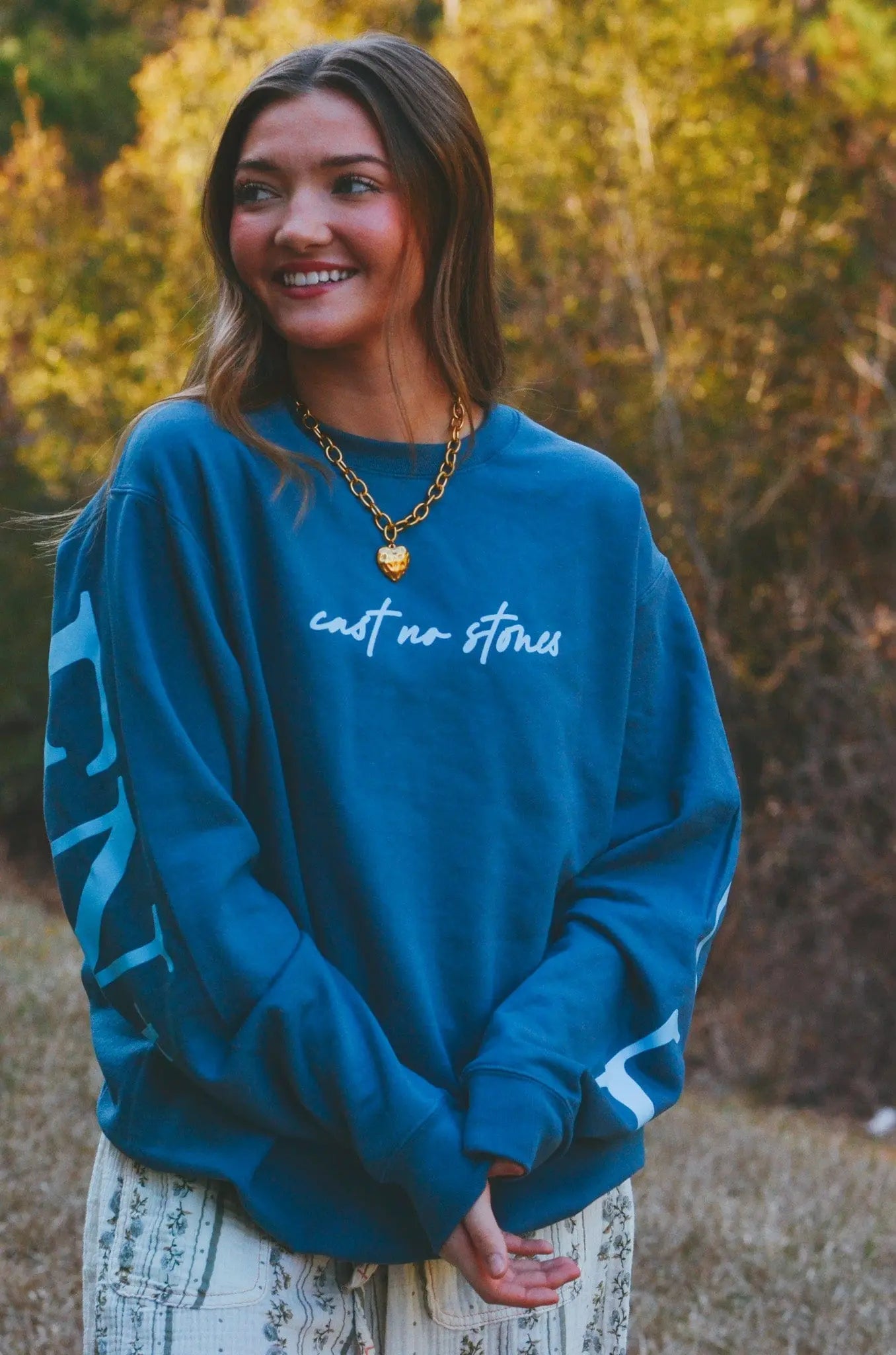 Forgiven Blue Sweatshirt by Southern Bliss Company, Southern lifestyle apparel main product photo