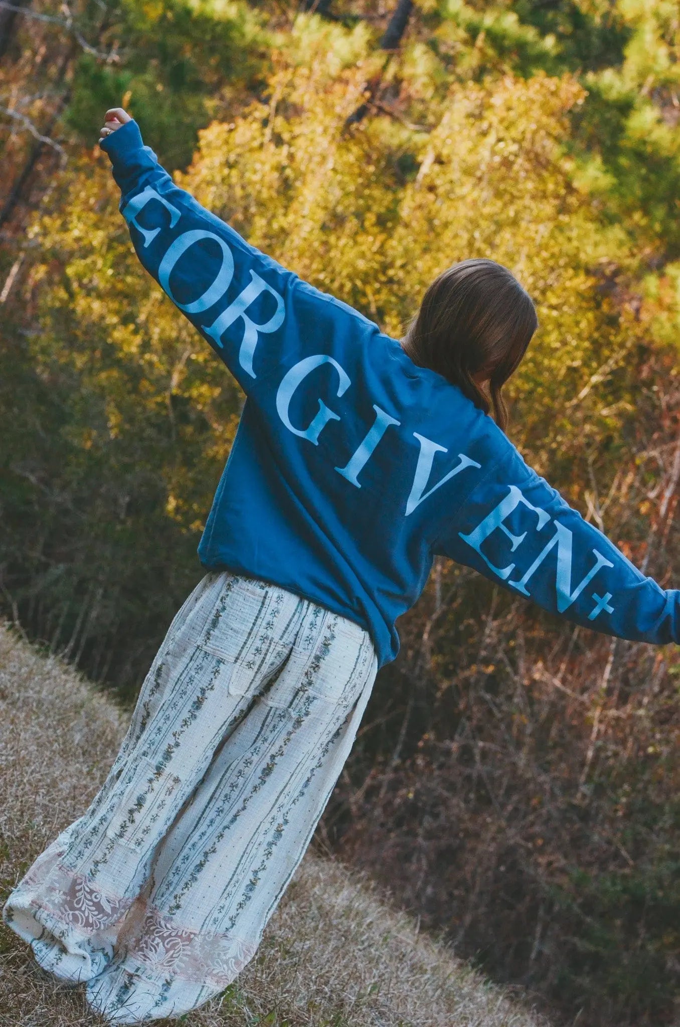 Forgiven Blue Sweatshirt by Southern Bliss Company, Southern lifestyle apparel detail photo 2