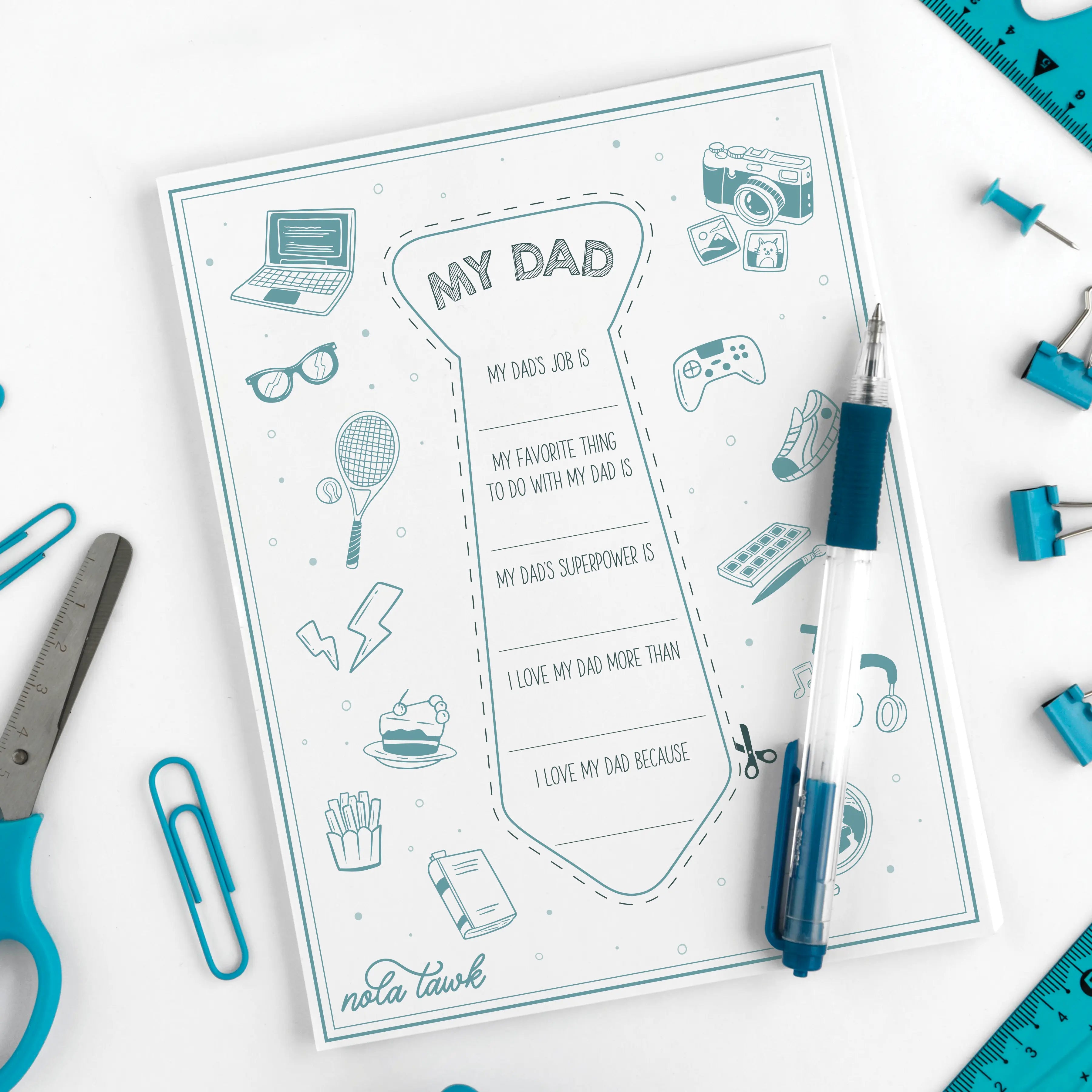 Free! Printable Father’s Day Activity – “My Dad” Tie Template by Nola Tawk, paper gift main product photo