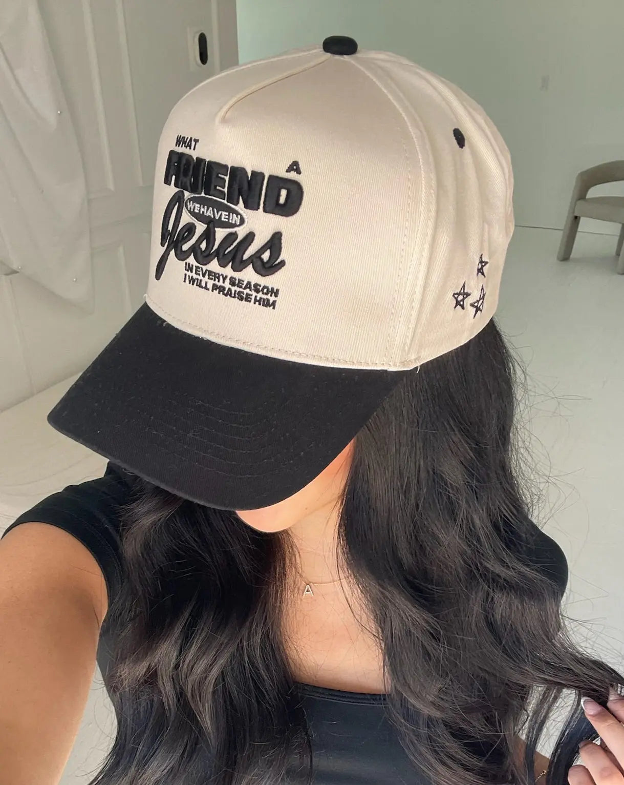 Friend in Jesus - Black Vintage Trucker Hat KenzKustomz
