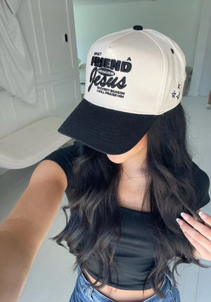 Friend in Jesus - Black Vintage Trucker Hat KenzKustomz