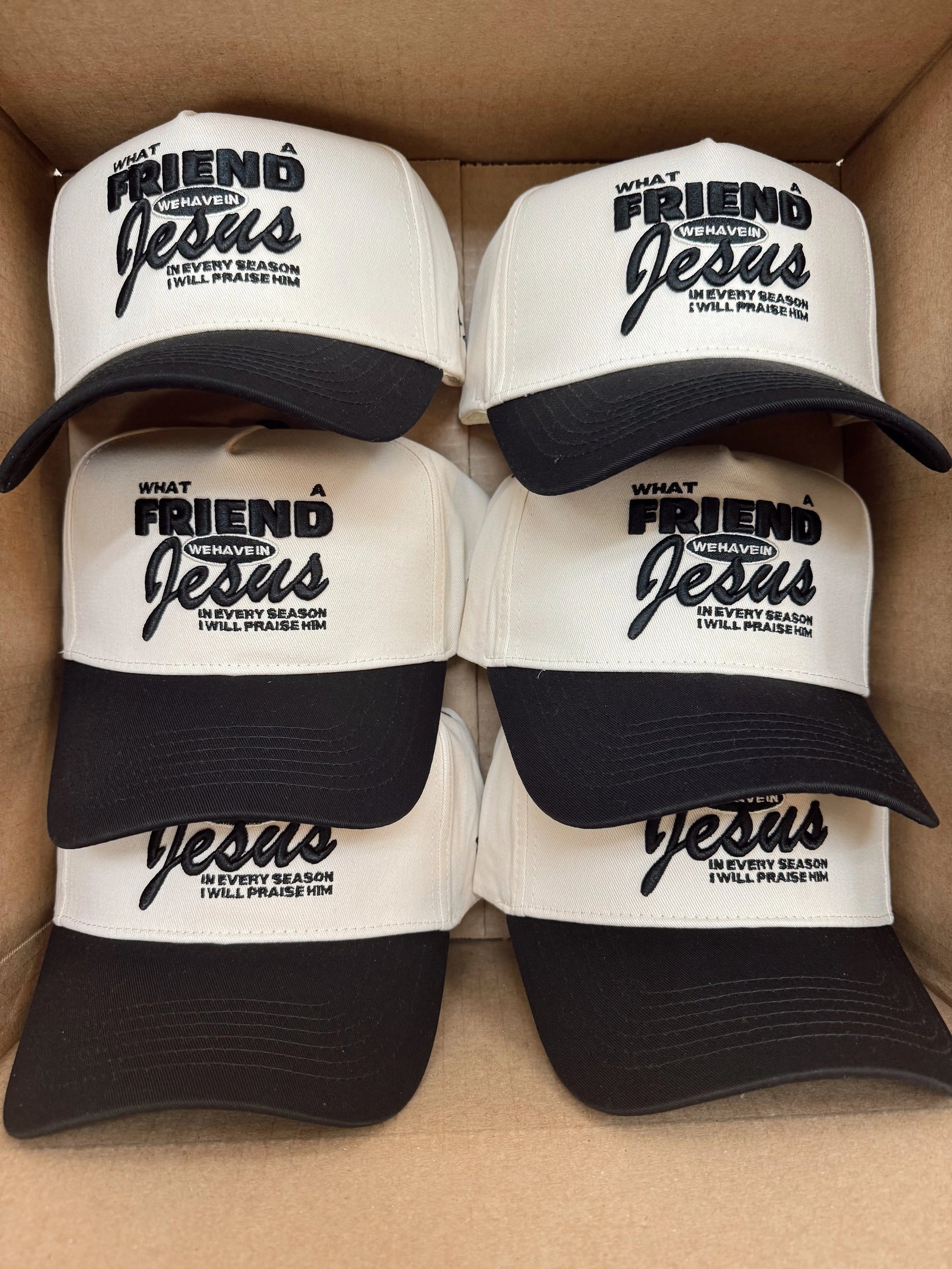 Friend in Jesus - Black Vintage Trucker Hat KenzKustomz