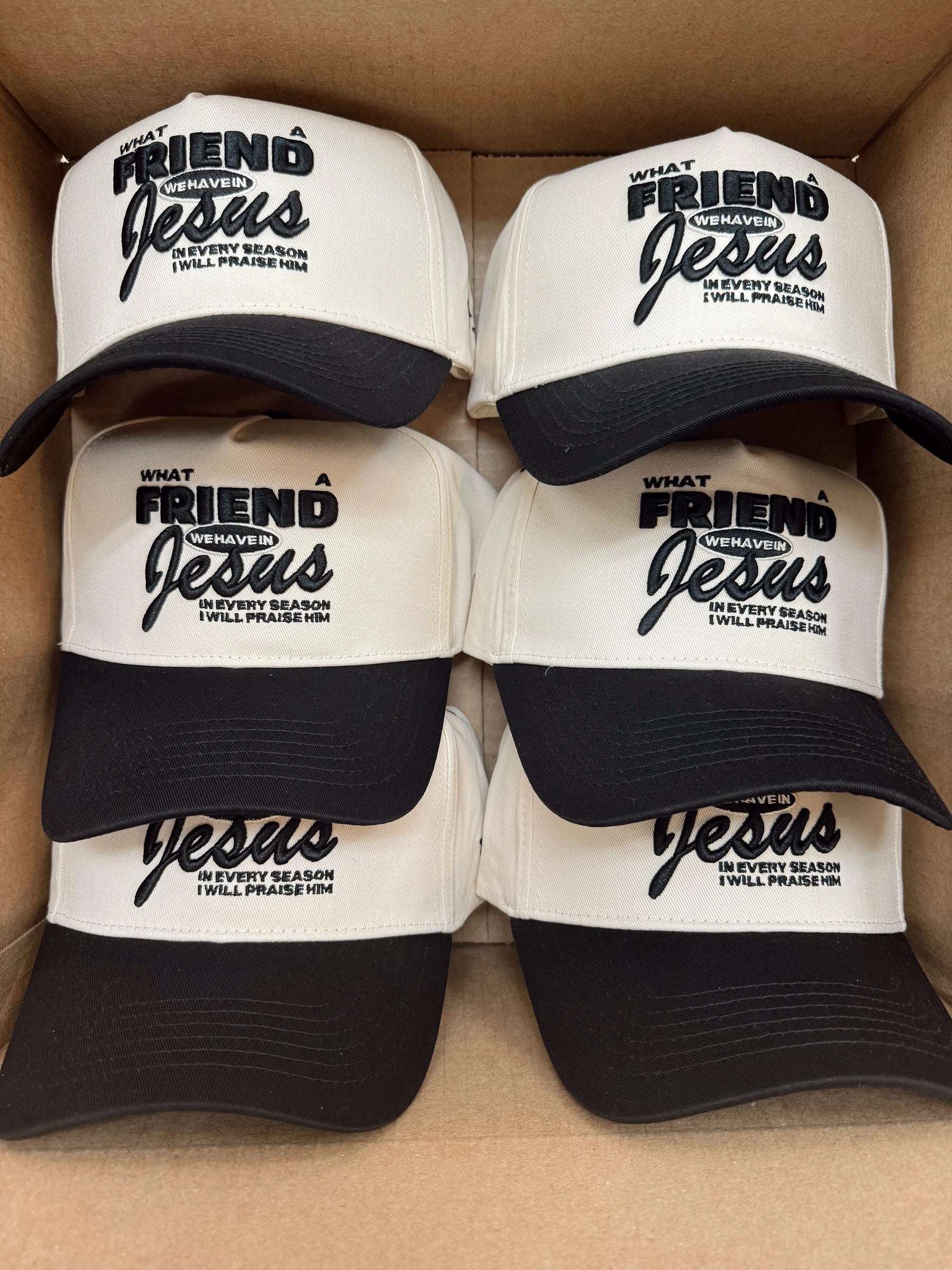 Friend in Jesus - Black Vintage Trucker Hat KenzKustomz