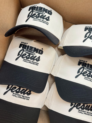 Friend in Jesus - Black Vintage Trucker Hat KenzKustomz