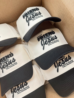 Friend in Jesus - Black Vintage Trucker Hat KenzKustomz