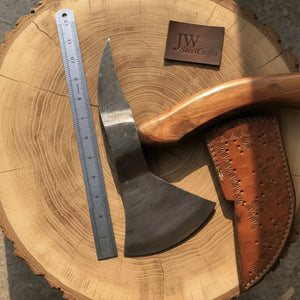 Camping Axe Damascus Steel 20 Inch Rosewood Handle with Leather Sheath