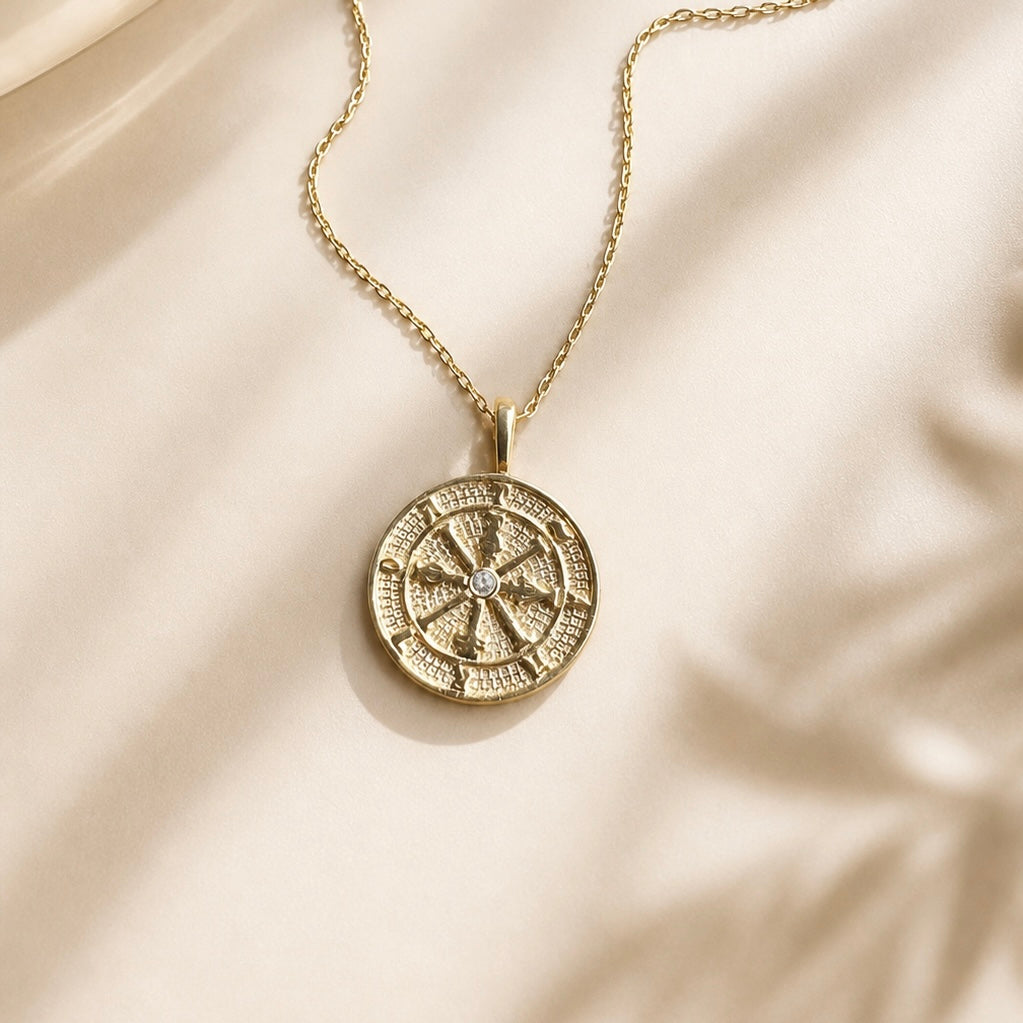 Compass Coin Necklace | Sterling Silver by Ke Bella, additional product image 5