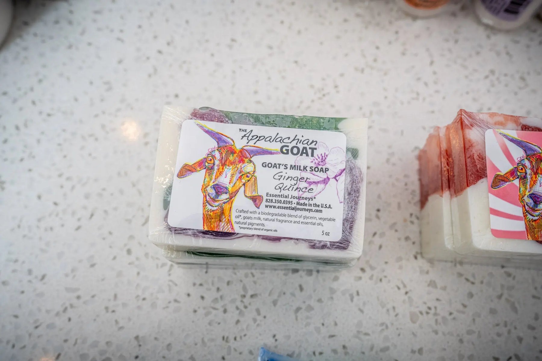 Ginger Quince Goats Milk Soap Slice 5 Oz by Essential Journeys, natural skincare detail photo 3