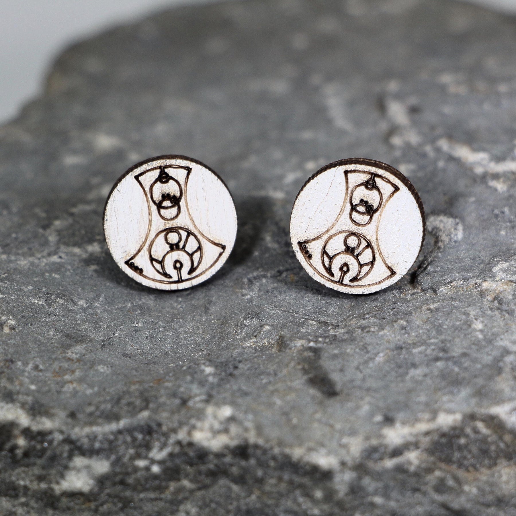 Gallifreyan Wooden Dangle Earrings | Sci-Fi Symbol Jewelry