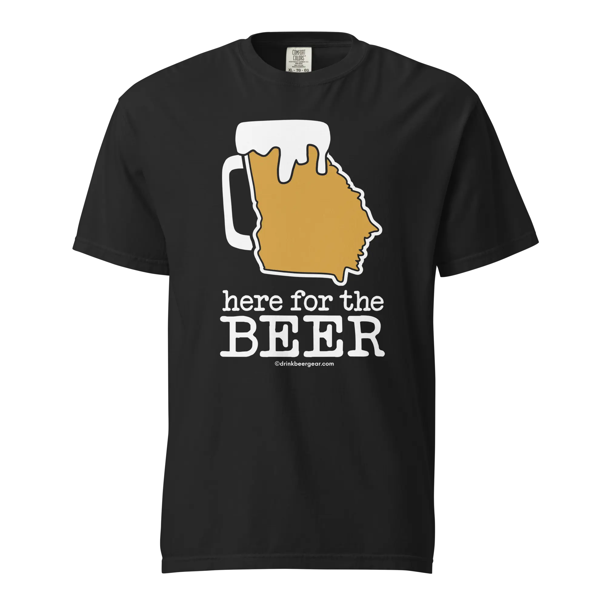 Georgia Beer Mug Tee - Here For The Beer.- COMFORT COLORS BRAND TEE by Drink Beer Gear, custom drinkware detail photo 2