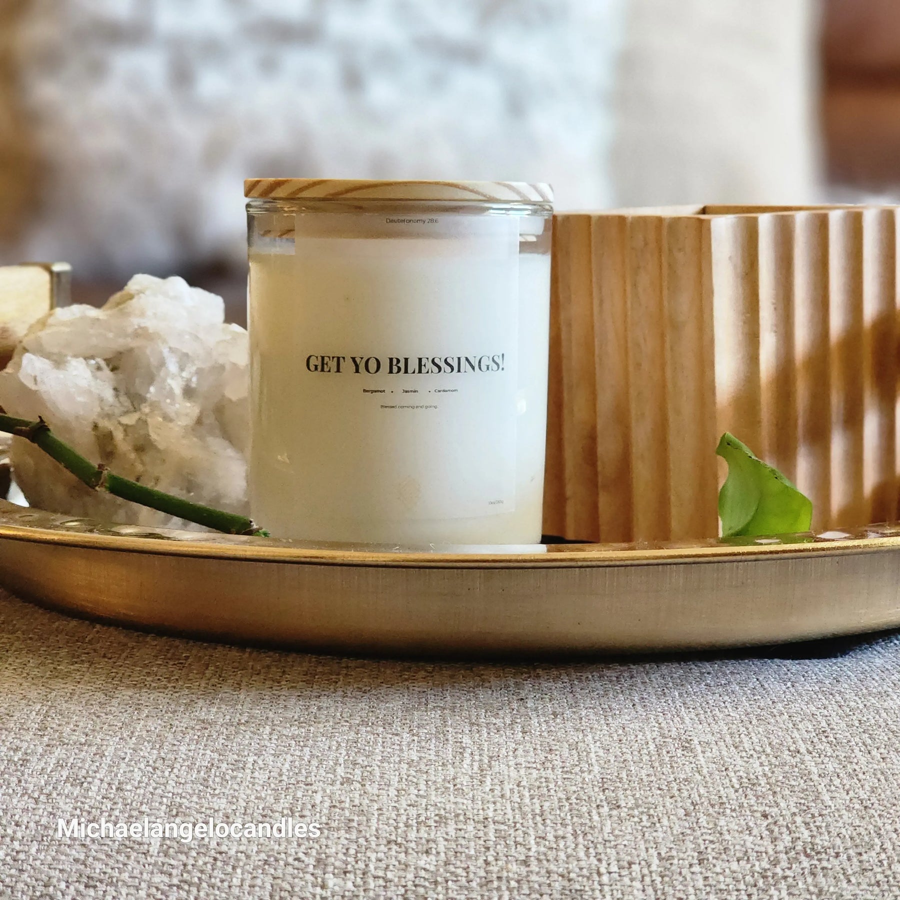 Get Yo Blessings inspirational soy wax candle