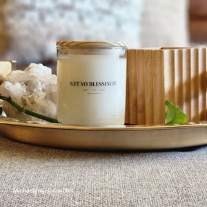 Get Yo Blessings inspirational soy wax candle