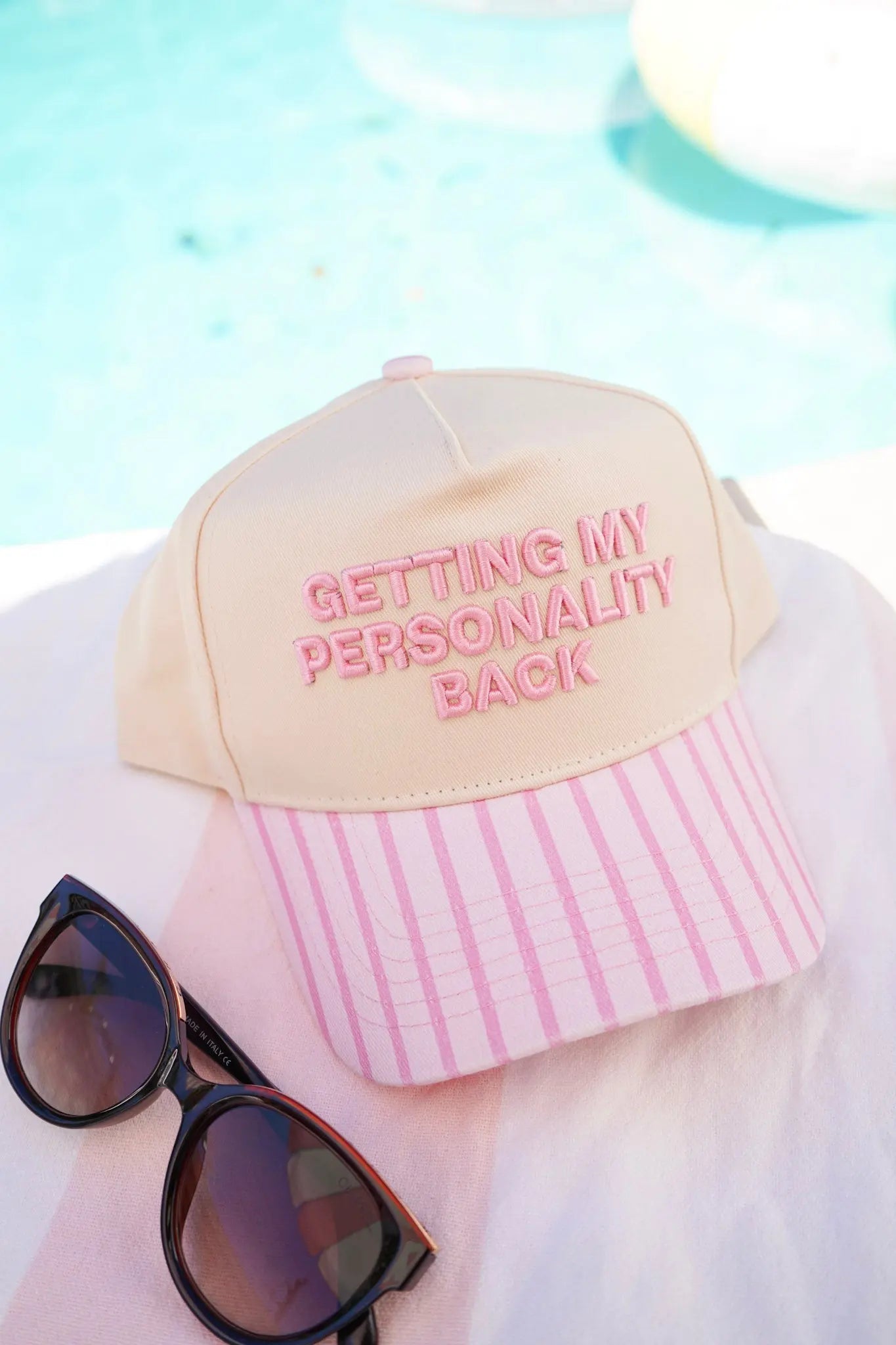 Getting my Personality Back - Pink Stripe Trucker Hat KenzKustomz