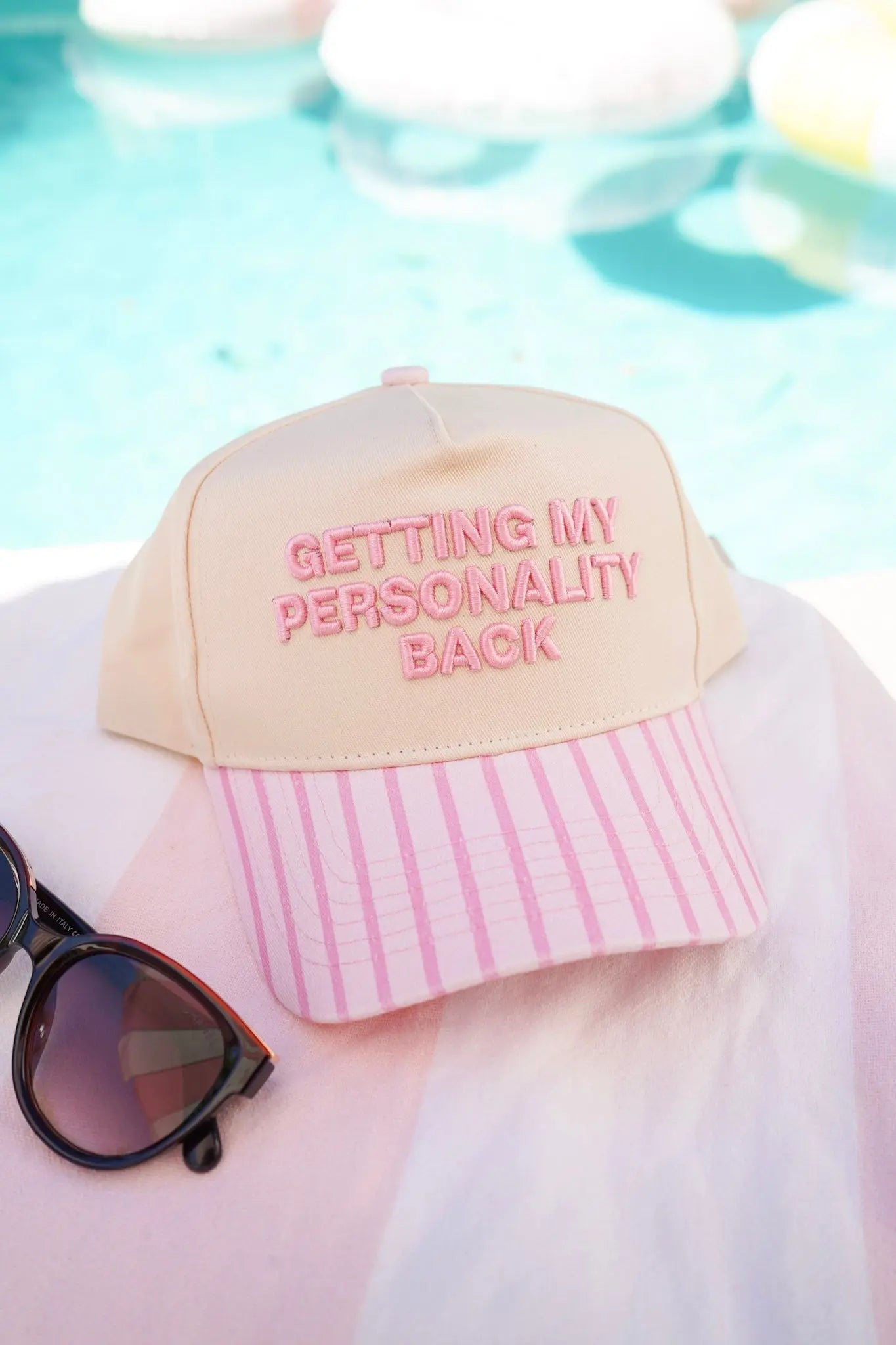 Getting my Personality Back - Pink Stripe Trucker Hat KenzKustomz