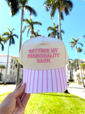 Getting my Personality Back - Pink Stripe Trucker Hat KenzKustomz
