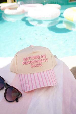 Getting my Personality Back - Pink Stripe Trucker Hat KenzKustomz