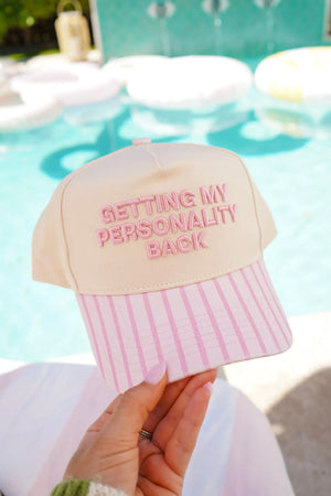 Getting my Personality Back - Pink Stripe Trucker Hat KenzKustomz