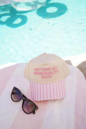 Getting my Personality Back - Pink Stripe Trucker Hat KenzKustomz